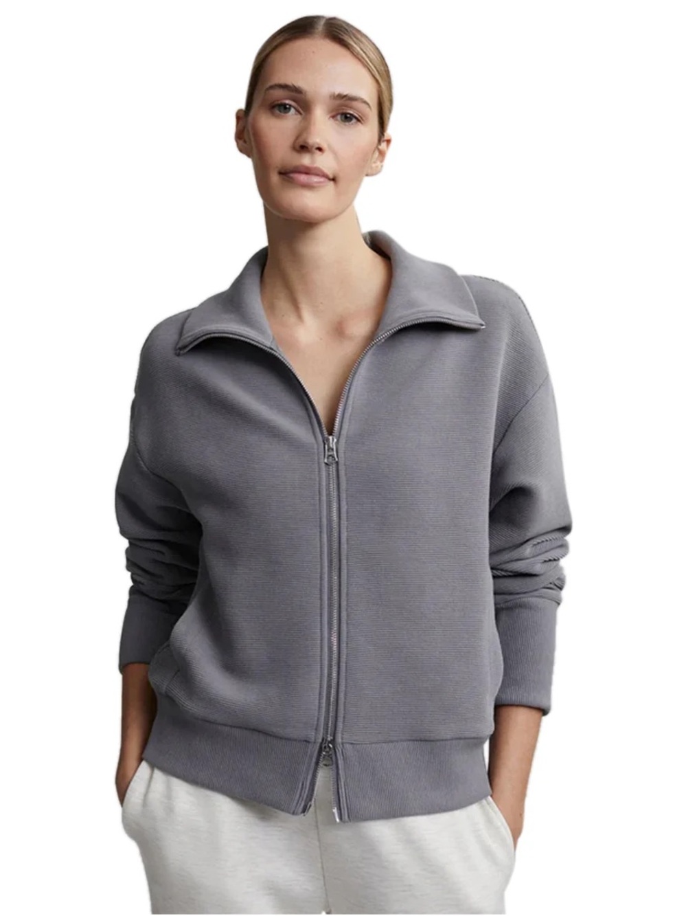 Varley Grey Women’s Gabriel Front Zip Two Way Cotton Jacket Small